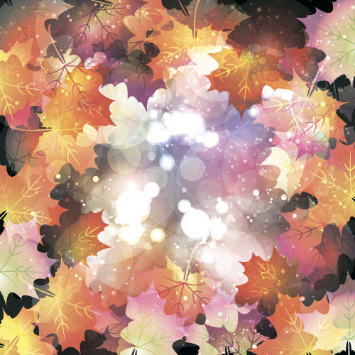 Herbstblätter mit bokeh glänzenden Hintergrundvektor 07 shiny Herbst bokeh Blätter   