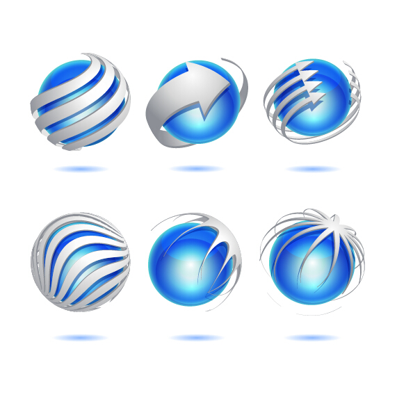 Vecteurs de logos sphériques bleus sphérique logos Bleu   