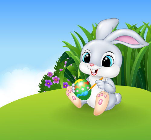 Cartoon Easter Rabbit mignon vecteur matériel 07 Pâques mignon Lapin cartoon   