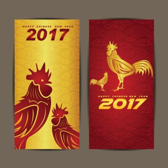 Nouvel an chinois 2017 cartes verticales vecteur 01 vertical neuf Chinois cartes année 2017   