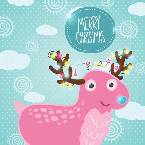 クリスマスかわいい鹿ベクトル材料05 鹿 材料 クリスマス かわいい   