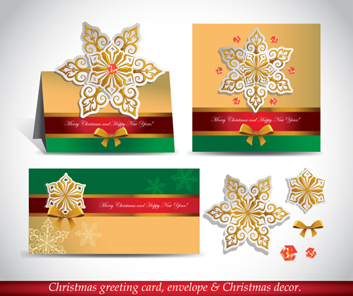 Weihnachts-Grußkarte Umschlag mit Weihnachts-Ziervektor 04 Weihnachten envelope dekorativ card Begrüßung   