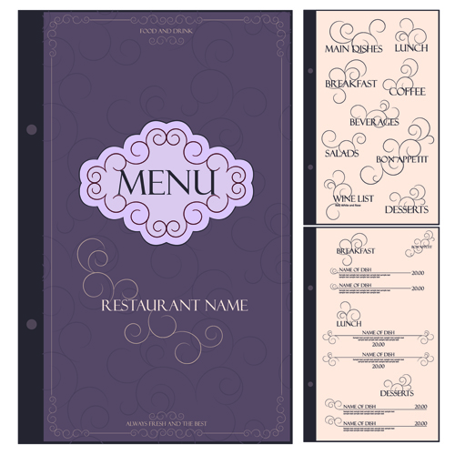 Classique rétro restaurant menu couverture vecteur matériel 01 rétro classique restaurant menu matériel vectoriel matériel Classique   