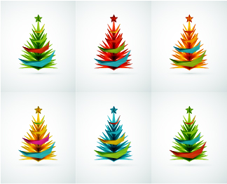 Farbiges Papier geschnitten Weihnachtsbaum-Vektor-Set Weihnachtsbaum Weihnachten Papierschnitt papier   