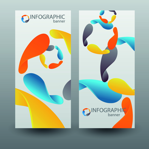 Farbige abstrakte Infografiken Banner Vektor 03 Infografik Grafik farbig banner abstract   