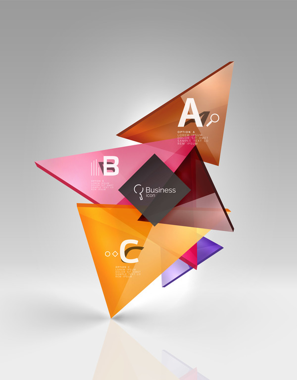 カラフルなガラスの三角形ビジネステンプレートベクトル08 三角形 ビジネス カラフル ガラス   