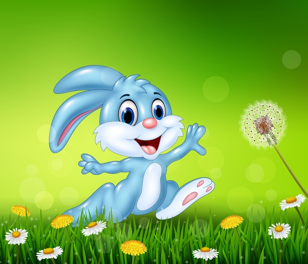 Niedlicher kleiner Hase mit grünem Osterhintergrund Vektor 09 Ostern Klein grün cute bunny   