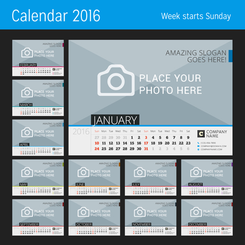 あなたの写真のベクトルと卓上カレンダー 2016 07 卓上カレンダー 写真 2016   