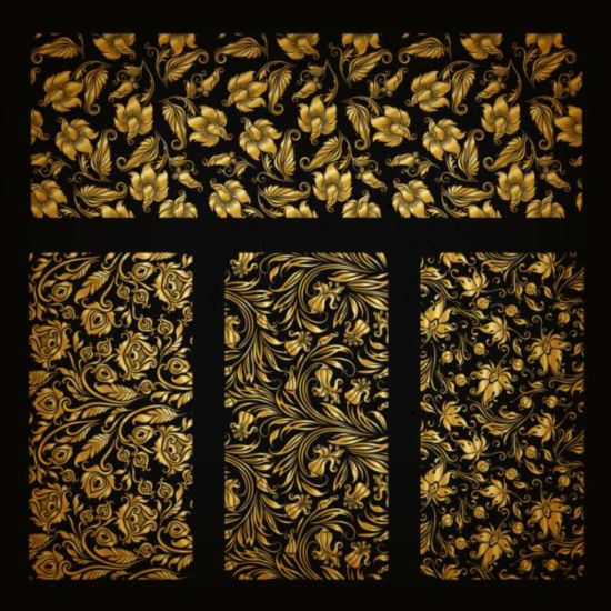 Goldene Blumenschmuck Vektormaterial 02 Ornamente golden floral   