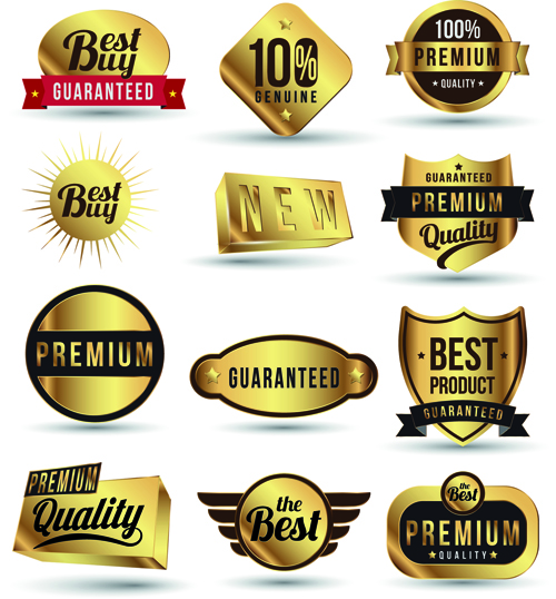 Badges de vente d’or et étiquette avec Vector autocollants 03 vente or badges badge autocollants autocollant   