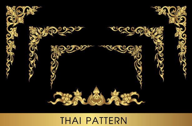 Goldene Thai-Ornamente Kunstvektormaterial 09 thai Ornamente golden   