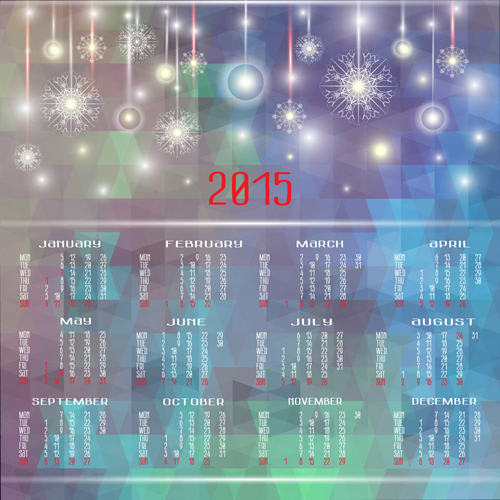 Halation avec flocon de neige 2015 calendrier vecteur halation flocon de neige calendrier 2015   