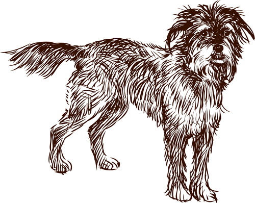 Handgezeichnetes Hundekunstvektormaterial 02 material Hund Hand gezeichnet   