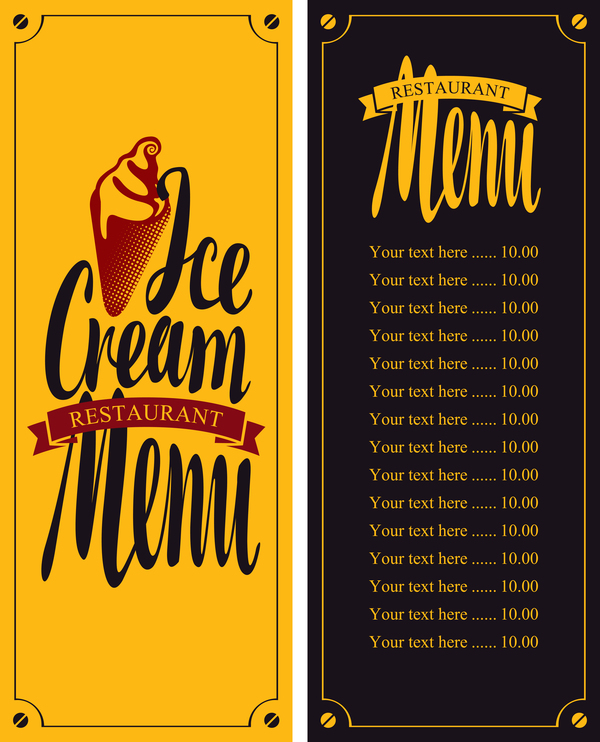 Crème glacée style rétro menu vecteur 03 style police rétro menu glace Creme   