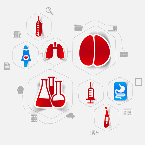 Medizinische Infografik mit Aufklebervektor-Set 03 sticker Medizin Infografik   