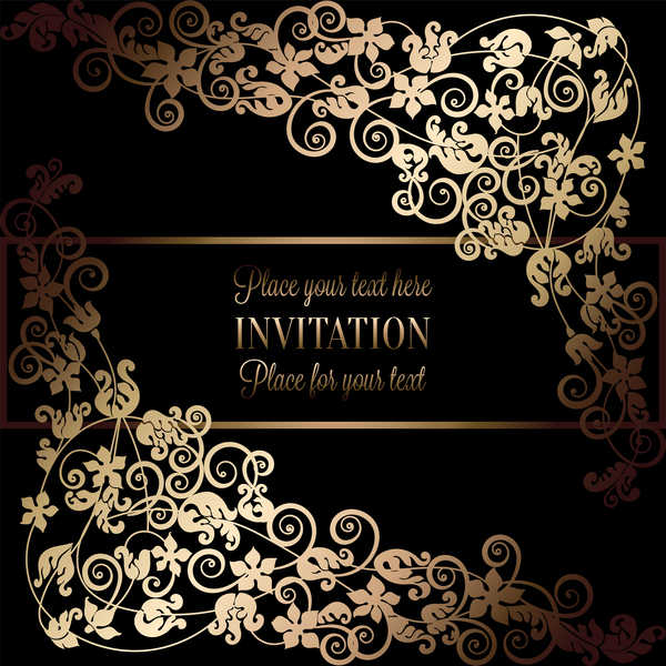 Ornate Blumeneinladungskarte mit Luxus-Hintergrundvektor 17 ornate Luxus Karte floral Einladung   