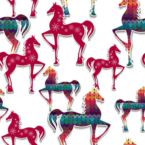 Papier floral cheval vecteur seamless pattern sans soudure papier motif floral Cheval   