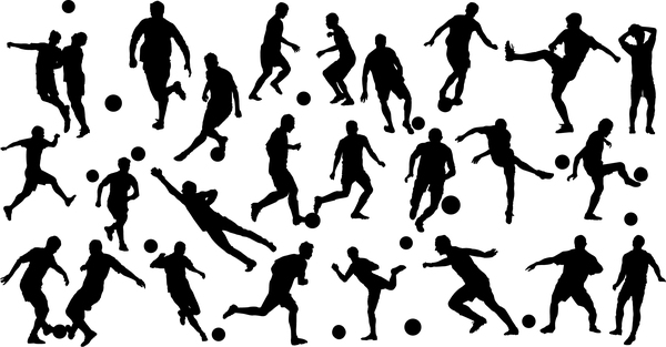 Jeu de football silhouette vecteur 02 silhouette jeu football ensemble   