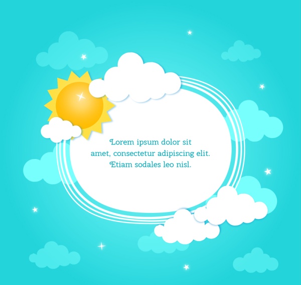 Soleil avec le nuage et le fond de vecteur de boîte de texte zone de texte soleil nuage fond   