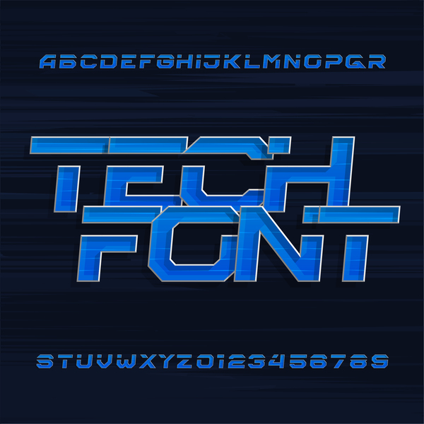 Tech Schrift-Alphabet-Vektoren tech font alphabet   