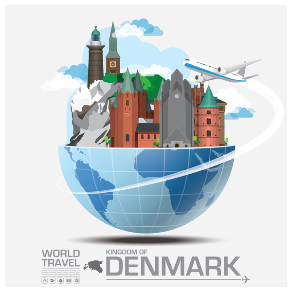 Weltreise der Denmark Vektorvorlage Weltreise Denmark   