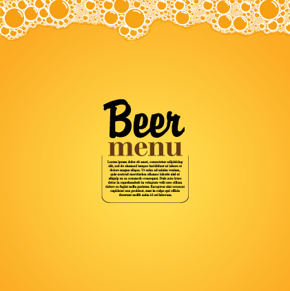 Vecteur de menu de bière de style jaune menu jaune Bière   