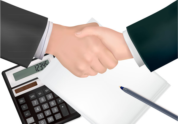 Handschlag und Büropapier-Geschäftsvorlage Vektor papier handshake business Büro   