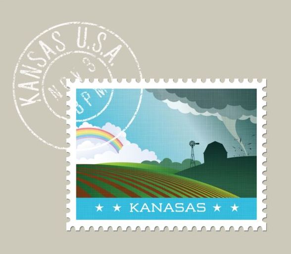 Kansas timbre-poste modèle vecteur timbre kansas affranchissement   