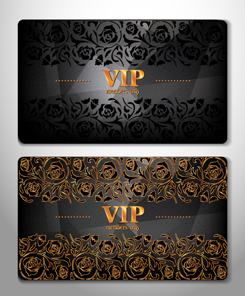 cartes VIP de luxe fleur vecteur 01 luxueux fleur cartes carte VIP carte   