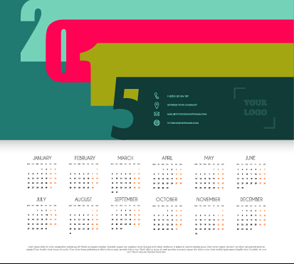 シンプルグリッドカレンダー2015ベクトルセット02 シンプル グリッド カレンダー 2015   