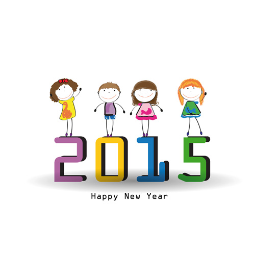 2015新しい年と子のデザインベクター02 新年 子供 2015   