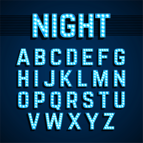 Blaues Neonalphabet-Vektordesign neon Blau alphabet   