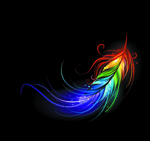 Vecteur coloré lumineux de plume plume lumineux coloré   