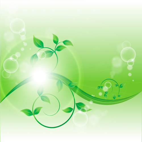 Leuchtgrüne Blätter mit Luftblase Vektorhintergrund 04 Vector-Hintergrund Hintergrund grüne Blätter bright Blätter Blase   
