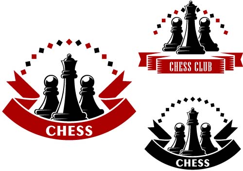 チェスのラベル赤と黒のスタイルベクトル07 黒 ラベル チェス スタイル   