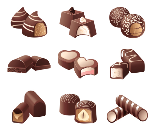 Schokoladenbände Icons-Vektor-Set Süßigkeiten Schokolade Ikonen   