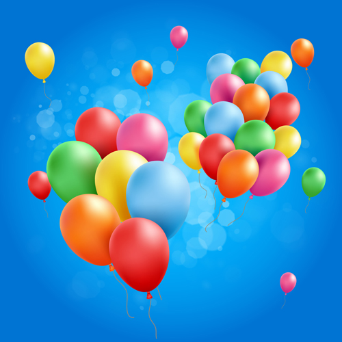 Ballons colorés avec l’arrière-plan graphique d’anniversaire vecteur 05 graphics fond coloré ballons Anniversaire   