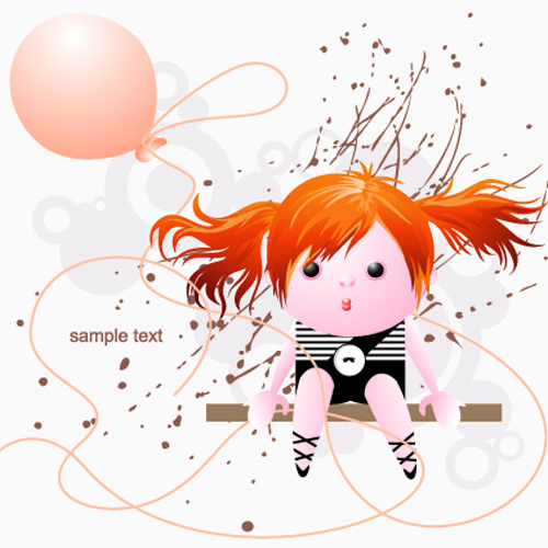 Niedliches Mädchen mit Ballon und Grunge Hintergrundvektor Hintergrundvektor Hintergrund girl cute ballon   