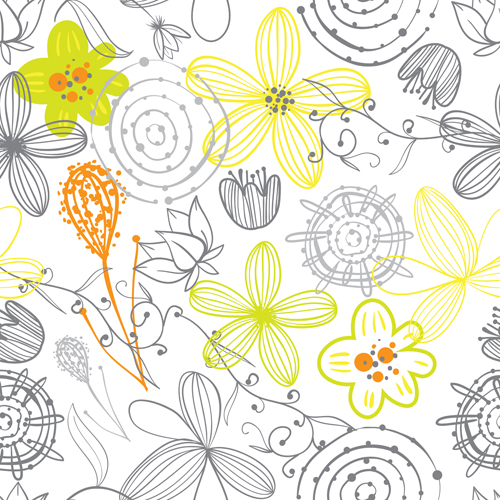 Doodle Blumen Handzeichnung Vektormuster 09 Zeichnung Muster hand doodle Blumen   