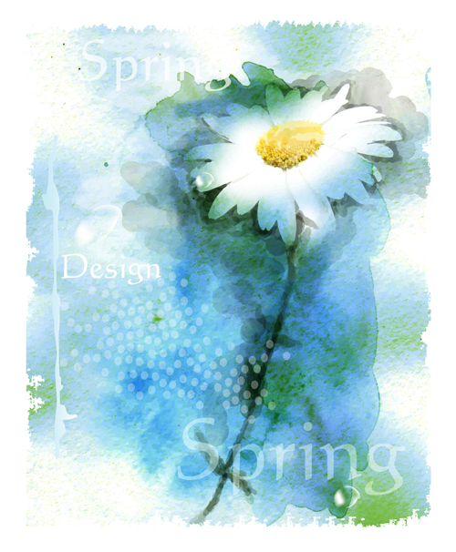 Gezeichnet Aquarell Blumenkunst Hintergrundvektor-Set 06 Hintergrundvektor Hintergrund gezeichnet Blume Aquarell   