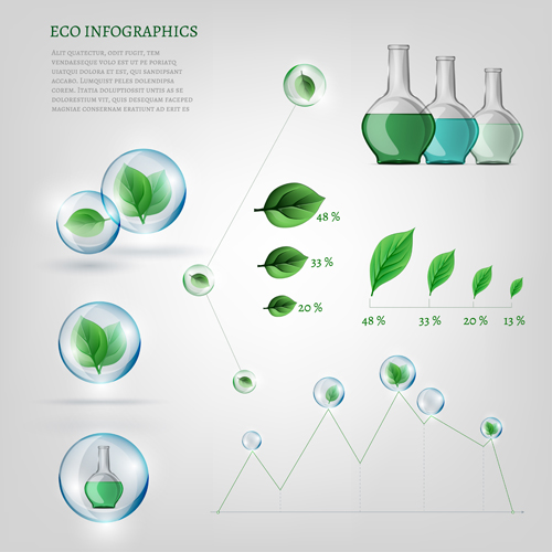 Eco infographies éléments vecteurs graphiques 05 infographies graphics elements eco   