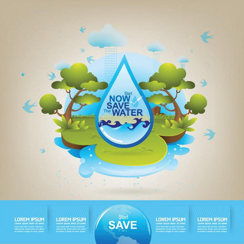 節水のためのエコライフテンプレートベクトル06 水 保存 ライフ テンプレート エコ   