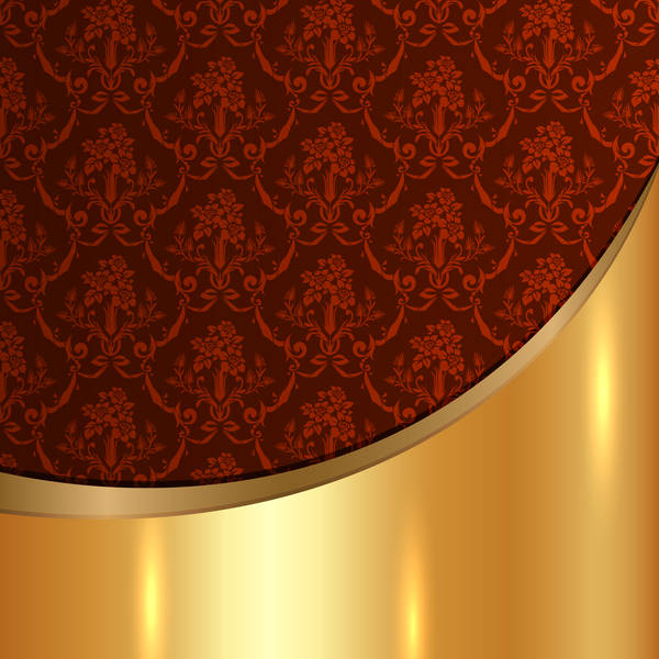 Goldgemälter Metallhintergrund mit Dekordmustern Vektormaterial 18 Muster Metall gold Dekor   