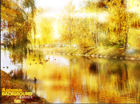 Goldene Herbstlandschaft Vektor Hintergrund Kunst 02 Vector-Hintergrund Kulisse Hintergrund golden   