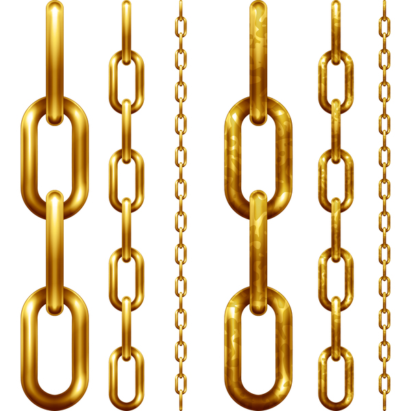 Vecteur de chaînes métalliques dorées or metal chaînes   