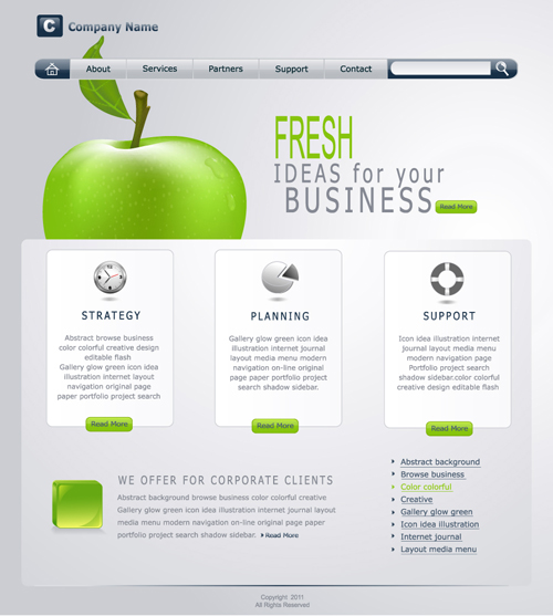 緑と灰色のスタイルの web サイトテンプレート テンプレート グリーン ウェブサイト   
