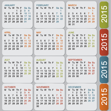 グリッドカレンダー2015ベクトルデザイン01 グリッド カレンダー 2015   