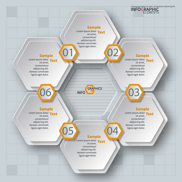 Honeycomb Business Infografie-Vorlagen-Vektoren setzen 12 Wirtschaft Infografik Honigwabe   