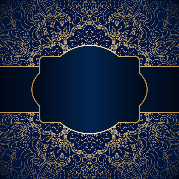 Luxuriöser blauer Hintergrund mit Ornament-Gold-Vektor 07 ornament Luxus gold Blau   