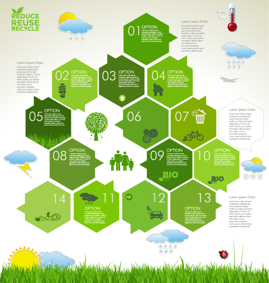 Moderne Ökologie-Infografiken grüne Vorlage Vektor 18 Vorlage modern Infografik Grafik   